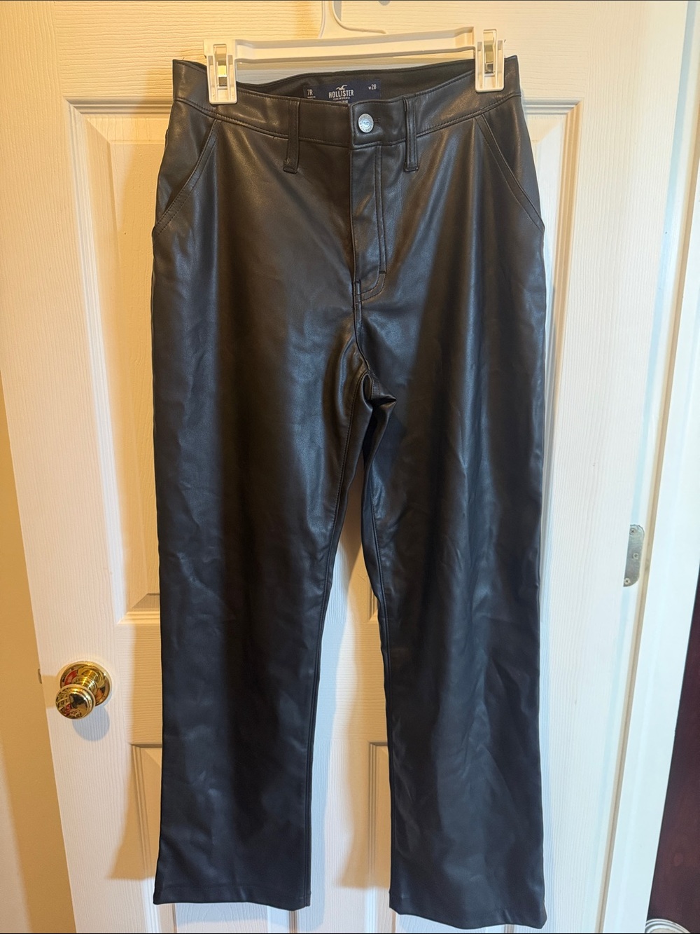 Hollister Black Faux Leather Straight Jeans
